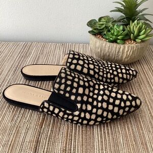Jenni Kayne Black and Cream Patterned Mules